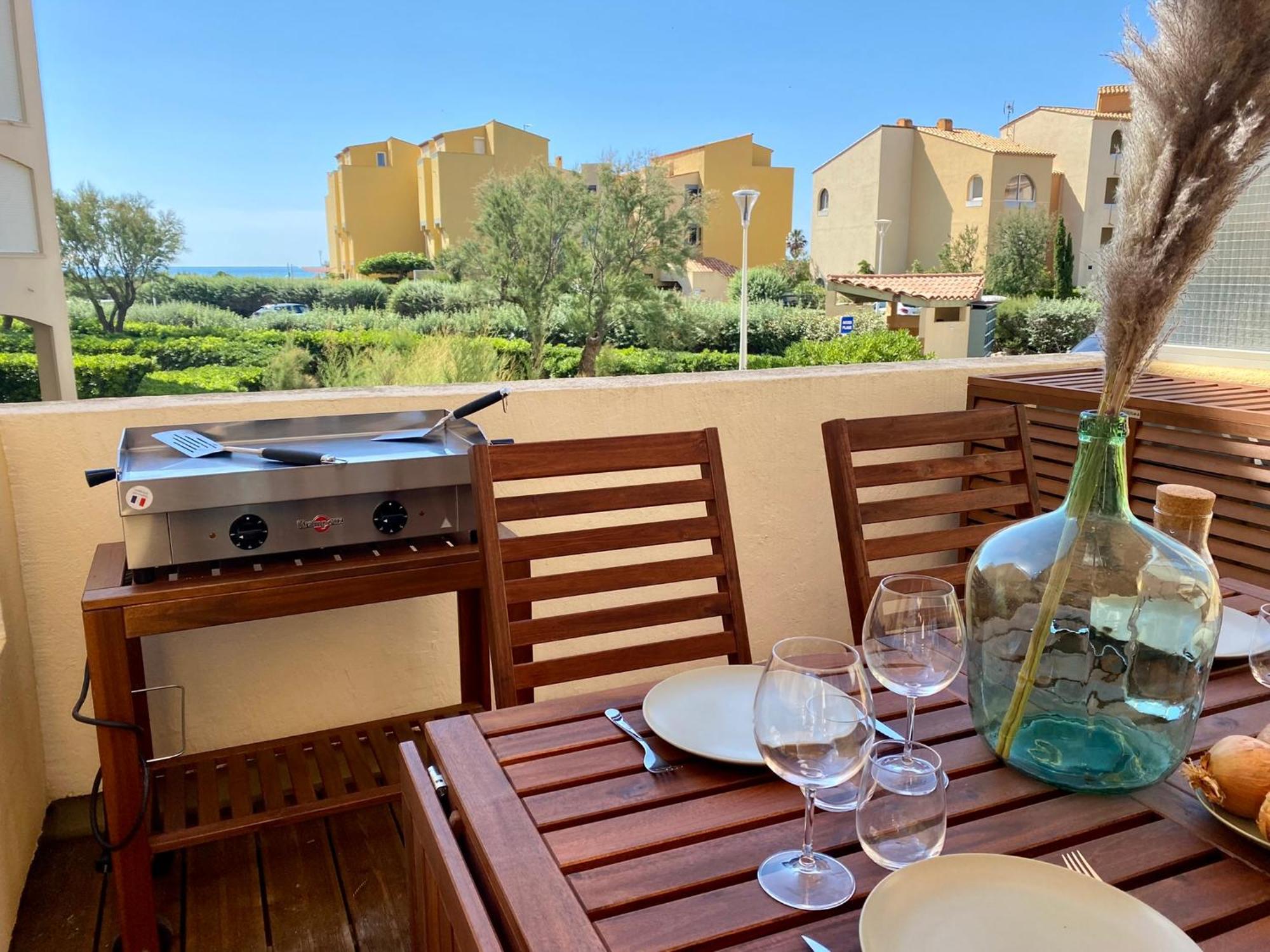 Terrasse Vue Mer 2 Pieces A Leucate Avec Piscine 아파트 객실 사진